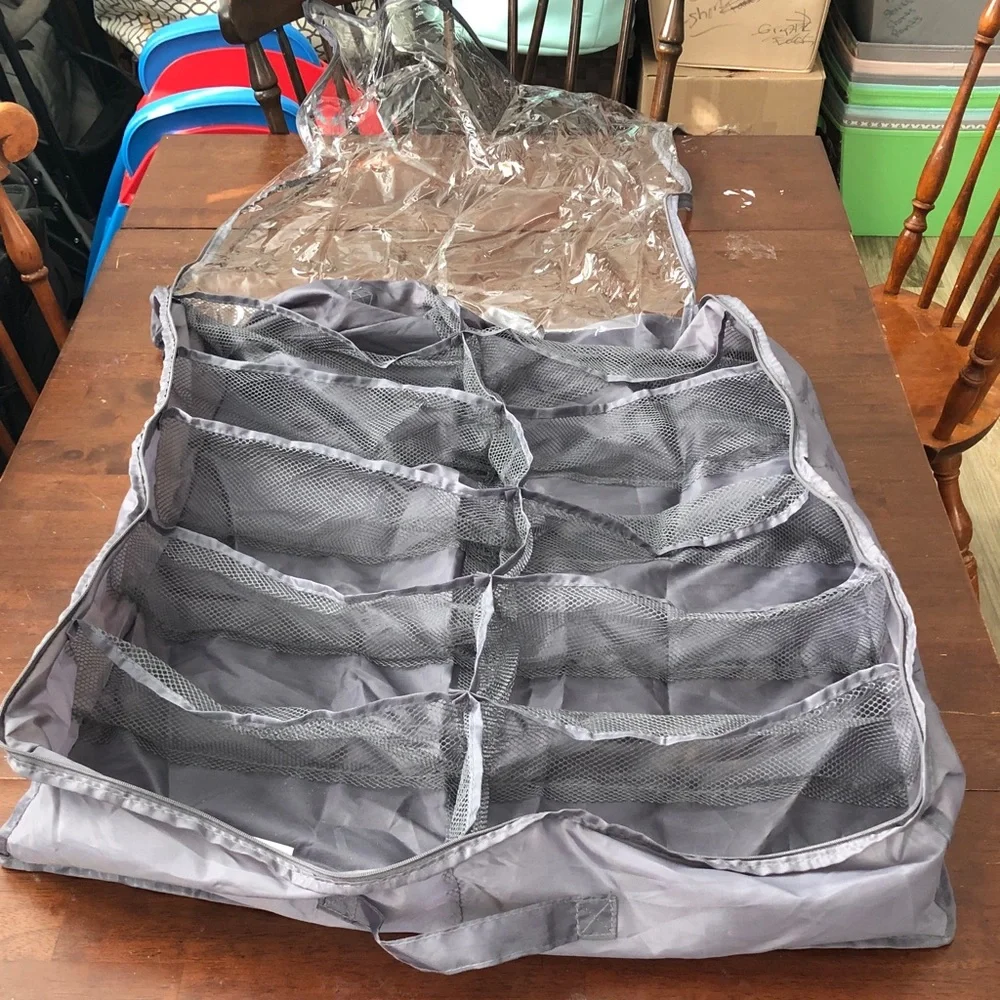 🥧 Gray with Mesh Shoe Holder with Clear Top